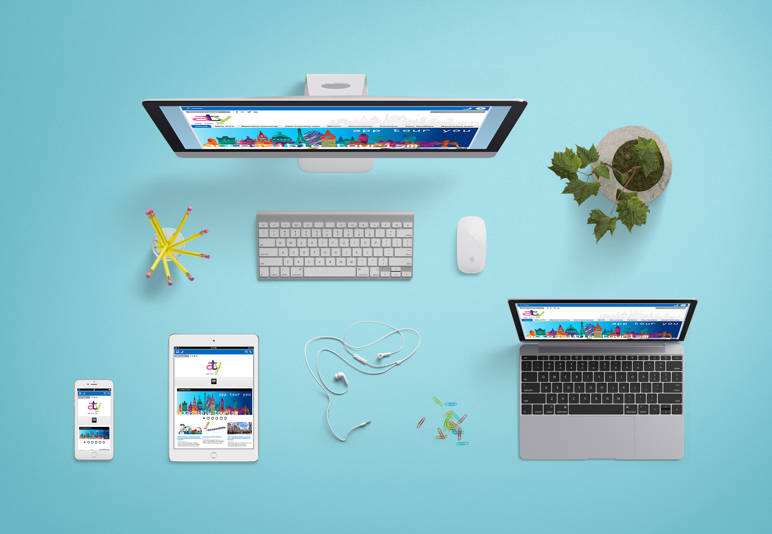 Mockup contenente diversi dispositivi con l'home page del sito App Tour You